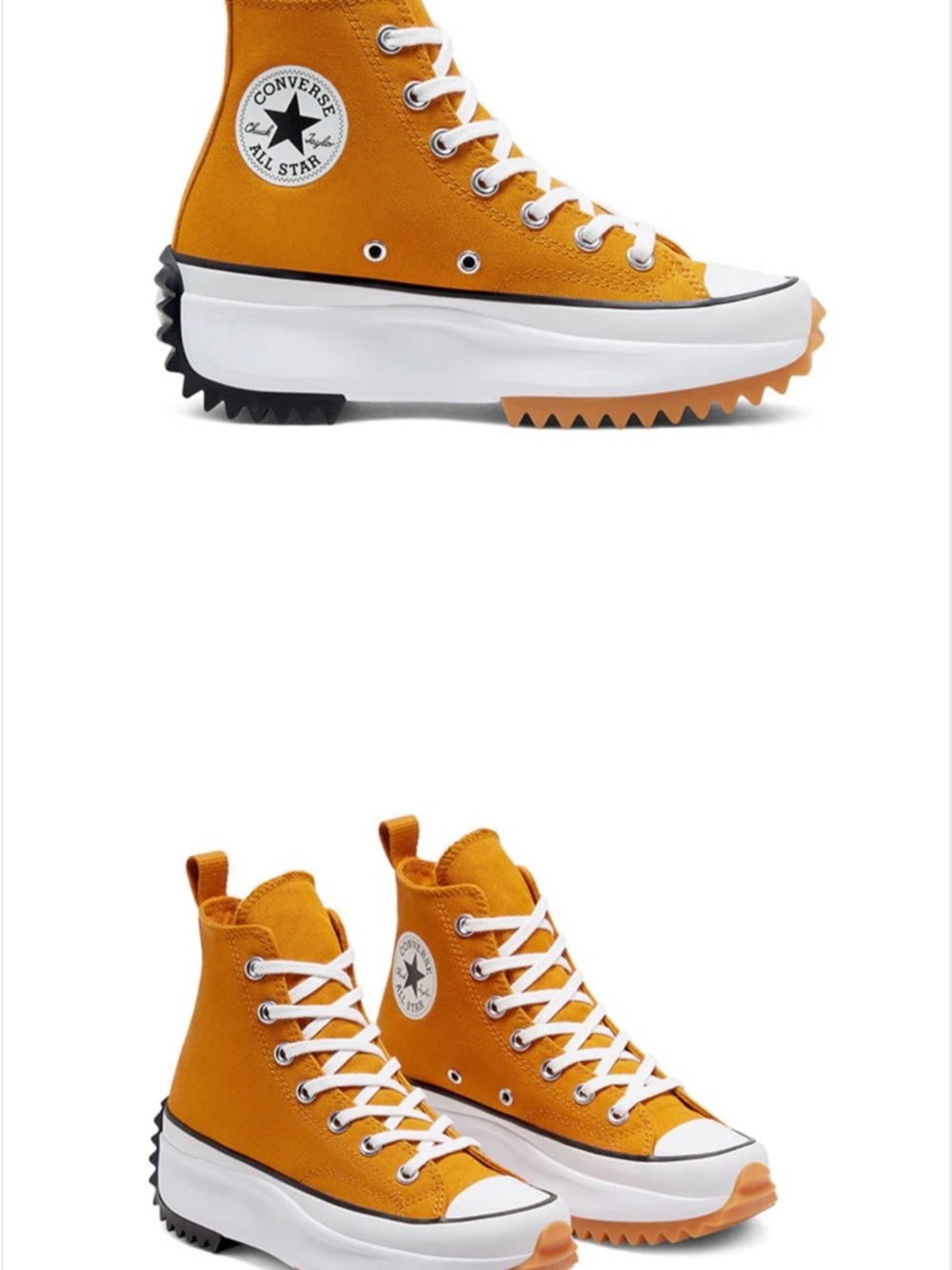 Converse Run Star Hike High Sneakers in Saffron Yellow and Black